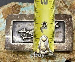 Important Rare Early Cochiti JOE H QUINTANA Sterling Roadrunner Belt Buckle SEE