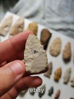 Indian Artifact Collection Lot Arrowheads Bannerstone Tools Clovis Thebes Knifes