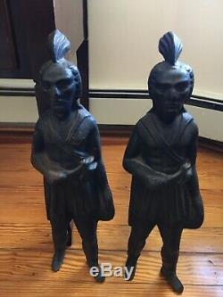 Indian Native American Iron Fireplace Andirons Firedog RARE EARLY MASSACHUSETTS