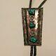 Initials'gs' Navajo Bolo Tie Turquoise Silver Bennett Clasp Early Shadow Box