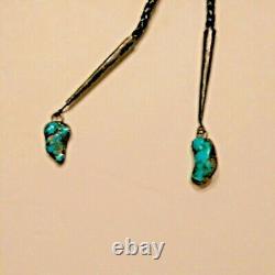 Initials'GS' Navajo Bolo Tie Turquoise Silver Bennett Clasp Early Shadow Box