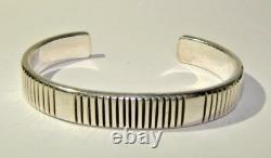 J. Curtis Jennifer Sterling Silver Early Hand Signed Cuff Bracelet Navajo