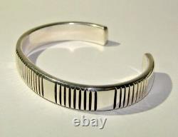 J. Curtis Jennifer Sterling Silver Early Hand Signed Cuff Bracelet Navajo