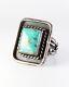 Jane Popovitch Old Pawn Early Navajo Ingot Sterling Silver Turquoise Ring