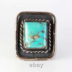 Jane Popovitch Old Pawn Early Navajo Ingot Sterling Silver Turquoise Ring