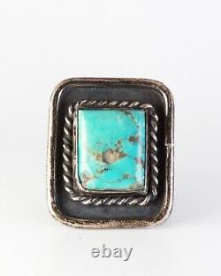 Jane Popovitch Old Pawn Early Navajo Ingot Sterling Silver Turquoise Ring