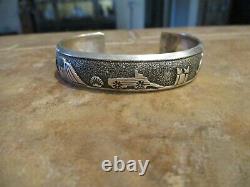 LARGER EARLY TOMMY SINGER (d.) Navajo Sterling Silver STORYTELLER Bracelet