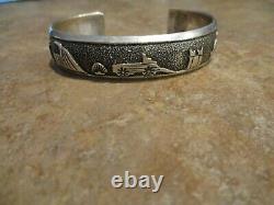 LARGER EARLY TOMMY SINGER (d.) Navajo Sterling Silver STORYTELLER Bracelet