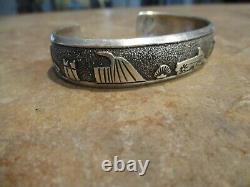 LARGER EARLY TOMMY SINGER (d.) Navajo Sterling Silver STORYTELLER Bracelet