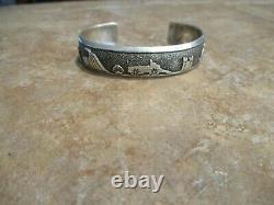 LARGER EARLY TOMMY SINGER (d.) Navajo Sterling Silver STORYTELLER Bracelet