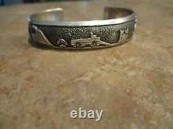 LARGER EARLY TOMMY SINGER (d.) Navajo Sterling Silver STORYTELLER Bracelet