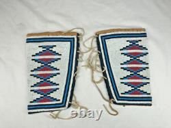 LATE 1800'S/EARLY 1900'S NATIVE AMERICAN MADE BEADED WRIST CUFFS With TRADE CLOTH