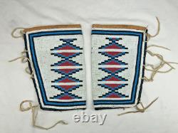 LATE 1800'S/EARLY 1900'S NATIVE AMERICAN MADE BEADED WRIST CUFFS With TRADE CLOTH