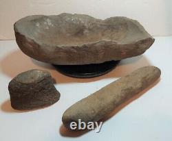 Large 12 1/2 Authentic Early Native American Indian Grinding Stone PESTAL