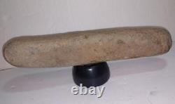 Large 12 1/2 Authentic Early Native American Indian Grinding Stone Pestal -More