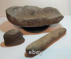 Large 12 1/2 Authentic Early Native American Indian Grinding Stone Pestal -More