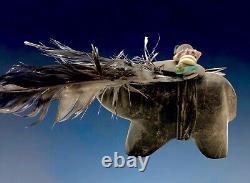 Large 4 Early Native American Zuni Stone Bear Fetish By Teddy Weahkee (d.)
