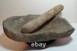 Large Authentic Early Native American Indian Grinding Stone Mortar Bowl - More