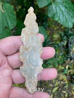 Large Beautiful and Rare Mayan Eccentric 5 ¼ x 1 1/2- Effigy Spear Point