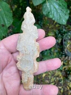 Large Beautiful and Rare Mayan Eccentric 5 ¼ x 1 1/2- Effigy Spear Point