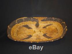 Large, Early Cahuilla Mission Snake Tray, Native American Indian basket, c1900