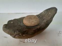 Large Early Native American Indian Stone Mortar & Grinding Stone Artifact