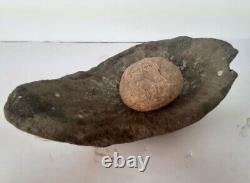 Large Early Native American Indian Stone Mortar & Grinding Stone Pestal Artifact