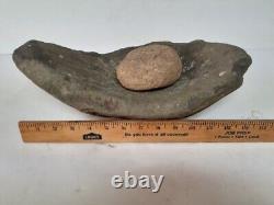 Large Early Native American Indian Stone Mortar & Grinding Stone Pestal Artifact