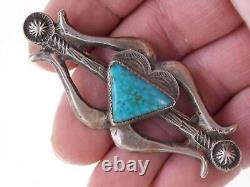 Large Early Tufa Cast Native American Turquoise/sterling pin