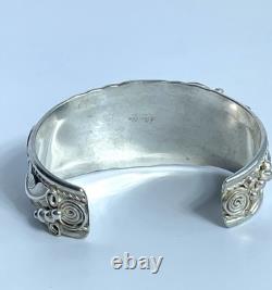 Large Navajo Allen Chee Sterling Silver Eagle Cuff Bracelet Late 20th Early 21st