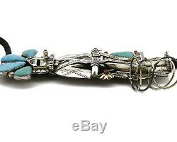 Large Navajo Artist A Early Morning Singer Kachina Turquoise. 925 Silver Bolo