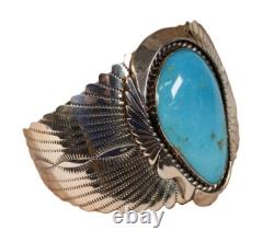 Large Navajo Cuff Bracelet Large Turquoise Late 20th/ Early 21st Century