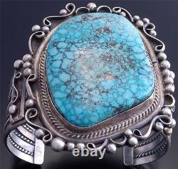 Large Stone Natural Kingman Turquoise Silver Navajo Bracelet Betta Lee VN60H