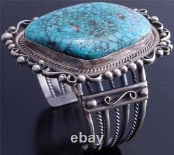 Large Stone Natural Kingman Turquoise Silver Navajo Bracelet Betta Lee VN60H