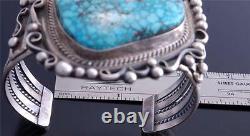 Large Stone Natural Kingman Turquoise Silver Navajo Bracelet Betta Lee VN60H