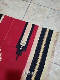 Large Vtg c. Early 1900's Native American Indian Chimayo Whirling Log Rug 70x36