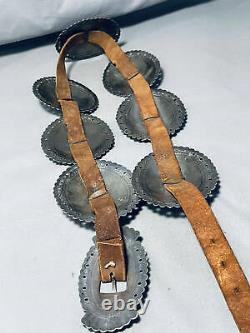 Late 1800's Early 1900's Vintage Navajo 1st Phase Coin Silver Concho Belt Old
