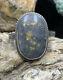 Late 1800's Native American Sterling Silver & Gold Bearing Quartz Signed Ring