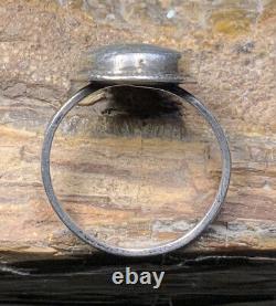 Late 1800's Native American Sterling Silver & Gold Bearing Quartz Signed Ring