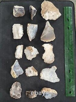 Lot of 15 Ancient Stone Tools, Blades, Choppers, Scrappers, Etc, From Cen. Texas