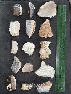 Lot of 15 Ancient Stone Tools, Blades, Choppers, Scrappers, Etc, From Cen. Texas