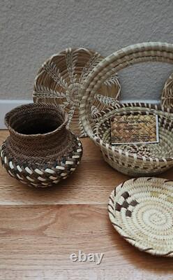 Lot of 6 Native American and Other Handcrafted Plates and Baskets