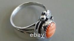 Lovely Early Joie Jacque Acoma/dine' Silversmith Spiny Oyster Shell Ring Sz 9