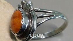Lovely Early Joie Jacque Acoma/dine' Silversmith Spiny Oyster Shell Ring Sz 9