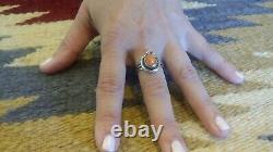 Lovely Early Joie Jacque Acoma/dine' Silversmith Spiny Oyster Shell Ring Sz 9