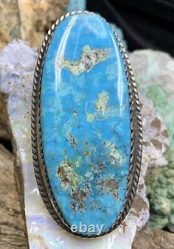 MASSIVE! Navajo Mark Chee Sterling Silver & Gem Blue Turquoise Ring, 30.4g