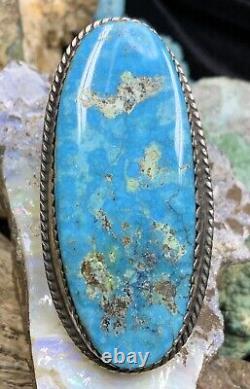 MASSIVE! Navajo Mark Chee Sterling Silver & Gem Blue Turquoise Ring, 30.4g