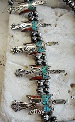 MUSEUM Early TOMMY & WM. SINGER Navajo PEYOTE BIRD Squash Blossom Necklace