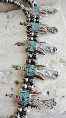 MUSEUM Early TOMMY & WM. SINGER Navajo PEYOTE BIRD Squash Blossom Necklace