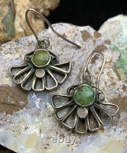 MUSEUM QUALITY! Rare, 1910's Zuni Sterling Silver & Turquoise Filigree Earrings